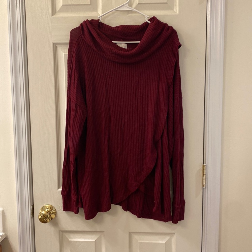Maternity - a:glow Maternity and Nursing Maroon Long Sleeve Top - Size XL